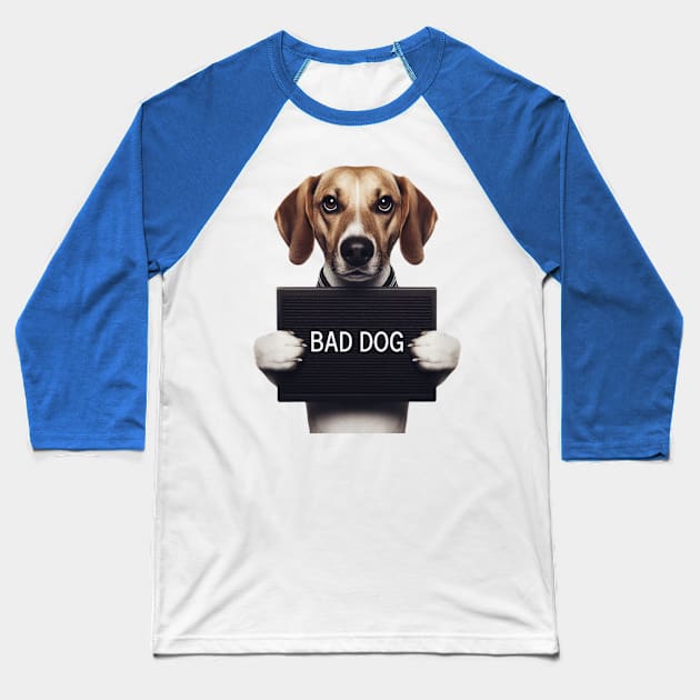 Bad Dog Photo Mugshot Baseball T-Shirt by Shawn's Domain